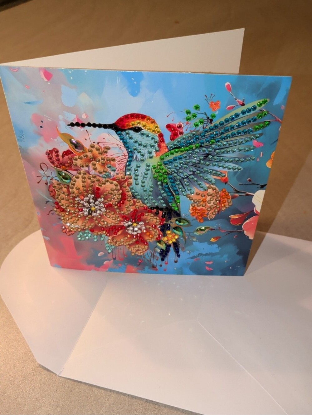 Multicolor Hummingbird Gem Art Canvas - Pets Bird Decor